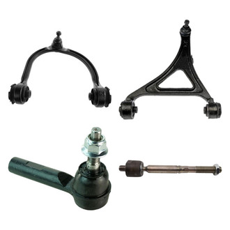 TRQ® - Front Driver Side Lower and Upper Control Arm with Ball Joint and Tie Rod End Kit