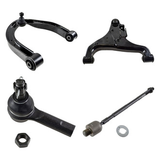 TRQ® - Front Driver Side Lower and Upper Control Arm with Ball Joint and Tie Rod End Kit