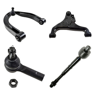 TRQ® - Front Driver Side Lower and Upper Control Arm with Ball Joint and Tie Rod End Kit