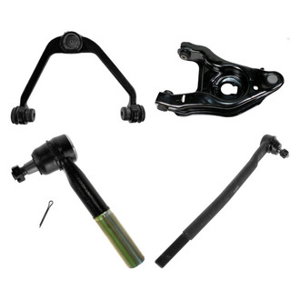 TRQ® - Front Driver Side Lower and Upper Control Arm with Ball Joint and Tie Rod End Kit