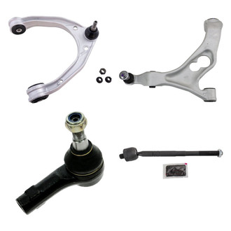 TRQ® - Front Driver Side Lower and Upper Control Arm with Ball Joint and Tie Rod End Kit