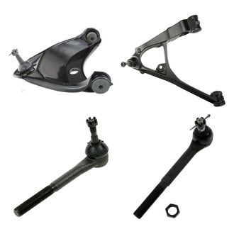 TRQ® - Front Driver Side Lower and Upper Control Arm with Ball Joint and Tie Rod End Kit