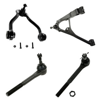 TRQ® - Front Driver Side Lower and Upper Control Arm with Ball Joint and Tie Rod End Kit