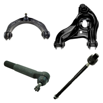 TRQ® - Front Driver Side Lower and Upper Control Arm with Ball Joint and Tie Rod End Kit