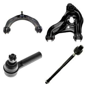 TRQ® - Front Driver Side Lower and Upper Control Arm with Ball Joint and Tie Rod End Kit