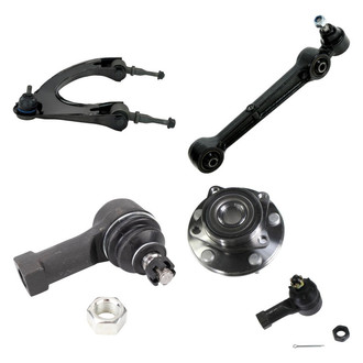 TRQ® - Front Passenger Side Lower and Upper Control Arm with Ball Joint and Tie Rod End Kit