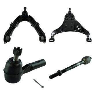 TRQ® - Front Passenger Side Lower and Upper Control Arm with Ball Joint and Tie Rod End Kit
