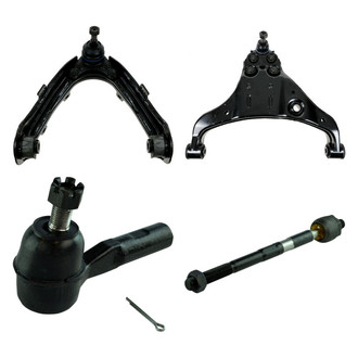 TRQ® - Front Passenger Side Lower and Upper Control Arm with Ball Joint and Tie Rod End Kit