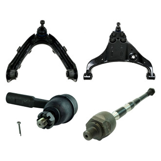 TRQ® - Front Passenger Side Lower and Upper Control Arm with Ball Joint and Tie Rod End Kit