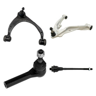 TRQ® - Front Passenger Side Lower and Upper Control Arm with Ball Joint and Tie Rod End Kit