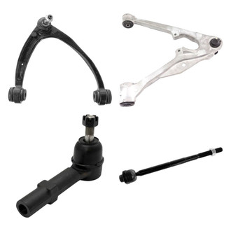 TRQ® - Front Passenger Side Lower and Upper Control Arm with Ball Joint and Tie Rod End Kit