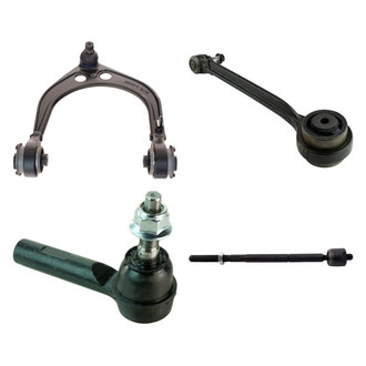 TRQ® - Front Passenger Side Lower and Upper Control Arm with Ball Joint and Tie Rod End Kit