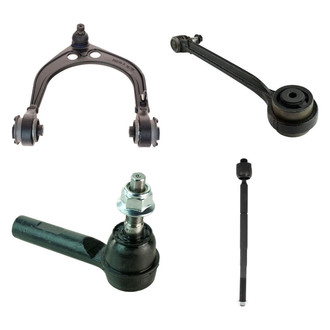 TRQ® - Front Passenger Side Lower and Upper Control Arm with Ball Joint and Tie Rod End Kit