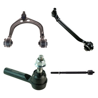 TRQ® - Front Passenger Side Lower and Upper Control Arm with Ball Joint and Tie Rod End Kit