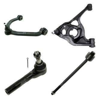 TRQ® - Front Passenger Side Lower and Upper Control Arm with Ball Joint and Tie Rod End Kit