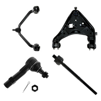 TRQ® - Front Passenger Side Lower and Upper Control Arm with Ball Joint and Tie Rod End Kit