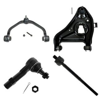 TRQ® - Front Passenger Side Lower and Upper Control Arm with Ball Joint and Tie Rod End Kit
