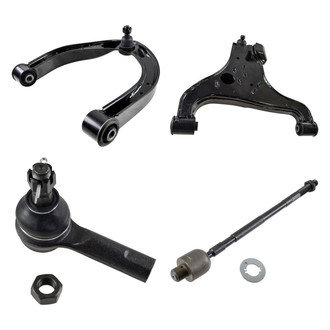 TRQ® - Front Passenger Side Lower and Upper Control Arm with Ball Joint and Tie Rod End Kit