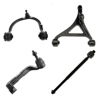 TRQ® - Front Passenger Side Lower and Upper Control Arm with Ball Joint and Tie Rod End Kit