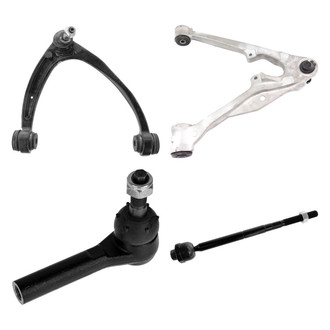 TRQ® - Front Passenger Side Lower and Upper Control Arm with Ball Joint and Tie Rod End Kit