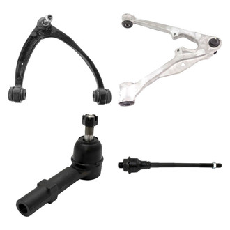 TRQ® - Front Passenger Side Lower and Upper Control Arm with Ball Joint and Tie Rod End Kit