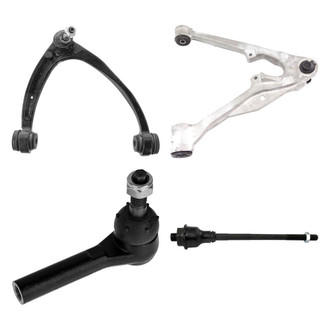 TRQ® - Front Passenger Side Lower and Upper Control Arm with Ball Joint and Tie Rod End Kit