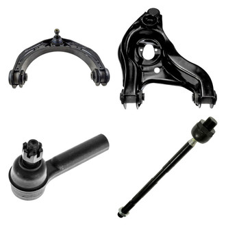 TRQ® - Front Passenger Side Lower and Upper Control Arm with Ball Joint and Tie Rod End Kit