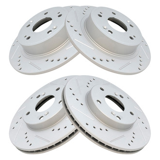 TRQ® - Performance Cross Drilled and Slotted Front and Rear Disc Brake Rotors