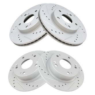 TRQ® - Performance Cross Drilled and Slotted Front and Rear Disc Brake Rotors