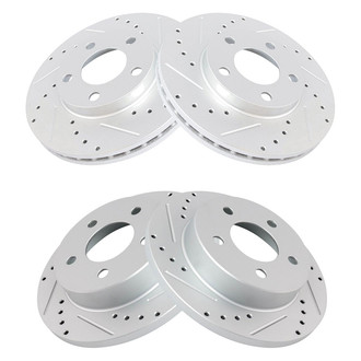 TRQ® - Performance Cross Drilled and Slotted Front and Rear Disc Brake Rotors