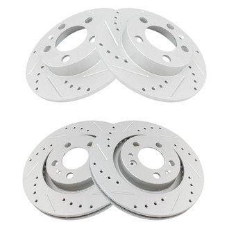 TRQ® - Performance Cross Drilled and Slotted Front and Rear Disc Brake Rotors