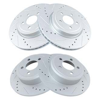 TRQ® - Performance Cross Drilled and Slotted Front and Rear Disc Brake Rotors