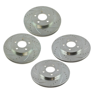 TRQ® - Performance Cross Drilled and Slotted Front and Rear Disc Brake Rotors