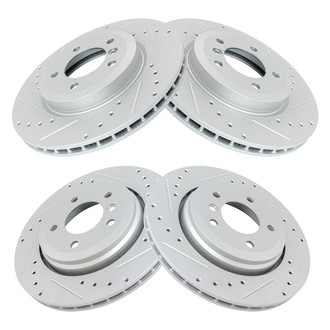 TRQ® - Performance Cross Drilled and Slotted Front and Rear Disc Brake Rotors