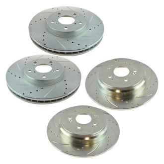 TRQ® - Performance Cross Drilled and Slotted Front and Rear Disc Brake Rotors