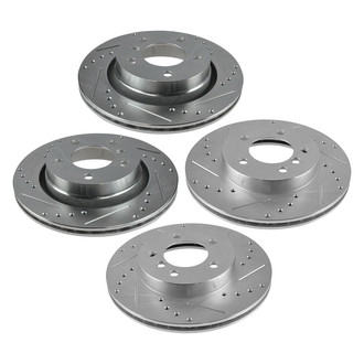 TRQ® - Performance Cross Drilled and Slotted Front and Rear Disc Brake Rotors