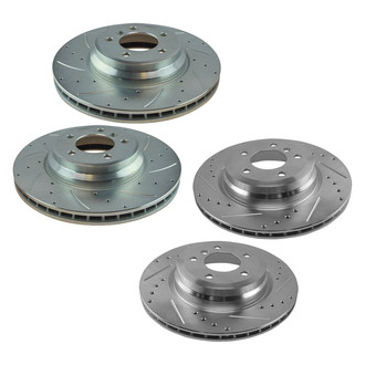 TRQ® - Performance Cross Drilled and Slotted Front and Rear Disc Brake Rotors