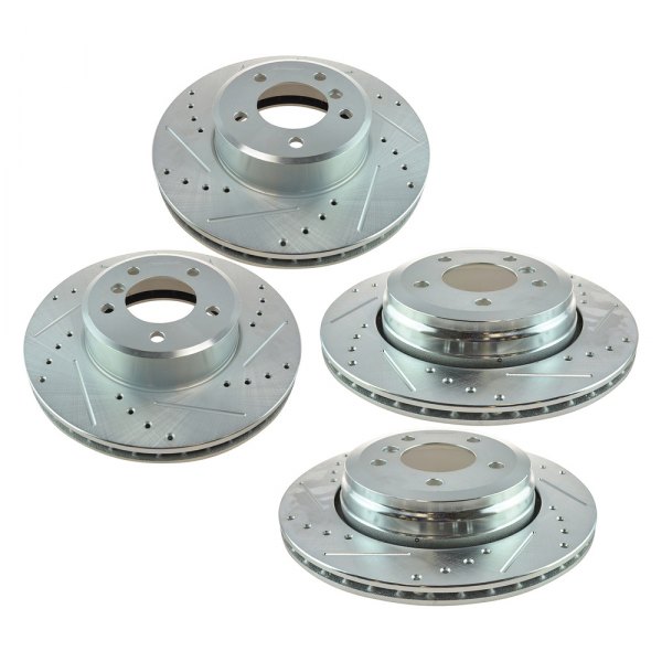 TRQ® - Performance Cross Drilled and Slotted Front and Rear Disc Brake Rotors