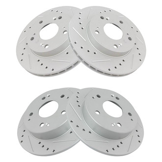 TRQ® - Performance Cross Drilled and Slotted Front and Rear Disc Brake Rotors