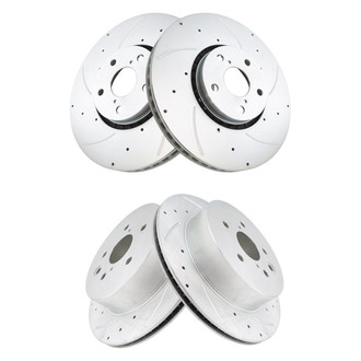TRQ® - Performance Cross Drilled and Slotted Front and Rear Disc Brake Rotors