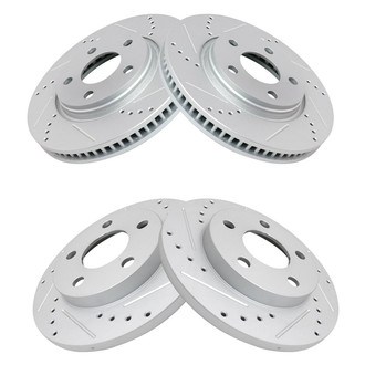 TRQ® - Performance Cross Drilled and Slotted Front and Rear Disc Brake Rotors