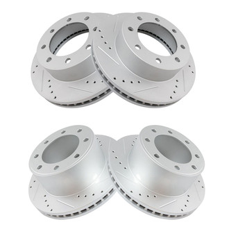 TRQ® - Performance Cross Drilled and Slotted Front and Rear Disc Brake Rotors