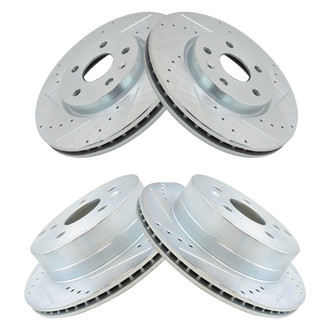 TRQ® - Performance Cross Drilled and Slotted Front and Rear Disc Brake Rotors