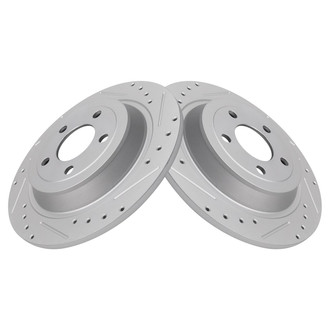 TRQ® - Performance Cross Drilled and Slotted Rear Disc Brake Rotors