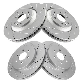 TRQ® - Performance Cross Drilled and Slotted Front and Rear Disc Brake Rotors