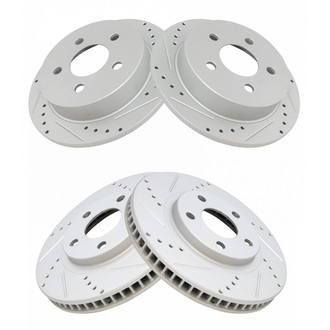 TRQ® - Performance Cross Drilled and Slotted Front and Rear Disc Brake Rotors