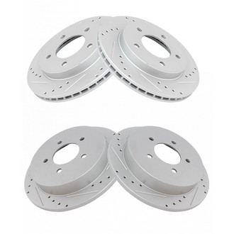 TRQ® - Performance Cross Drilled and Slotted Front and Rear Disc Brake Rotors