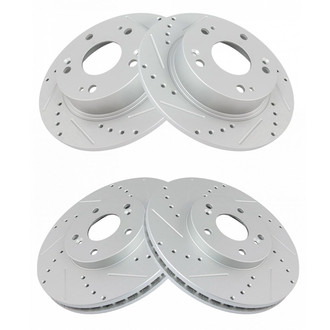 TRQ® - Performance Cross Drilled and Slotted Front and Rear Disc Brake Rotors