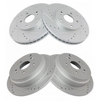 TRQ® - Performance Cross Drilled and Slotted Front and Rear Disc Brake Rotors