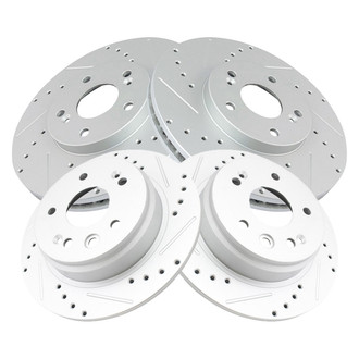 TRQ® - Performance Cross Drilled and Slotted Front and Rear Disc Brake Rotors